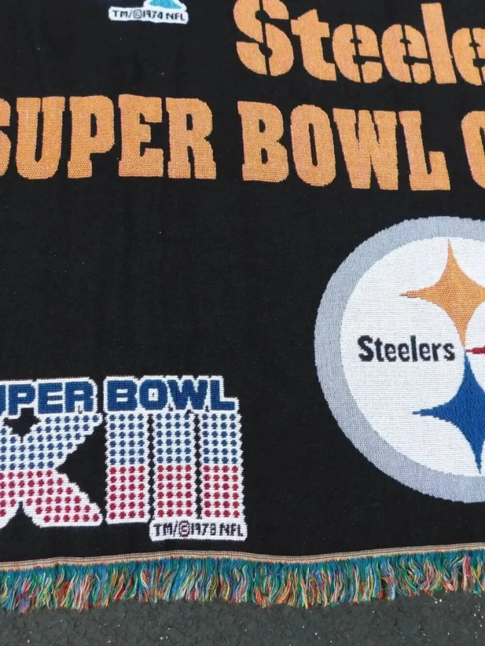 Pittsburgh Steelers Super Bowl Champions Tapestry Fringed Afghan Throw Blanket